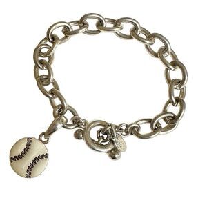 Cookie Lee  silver tone link baseball charm bracelet